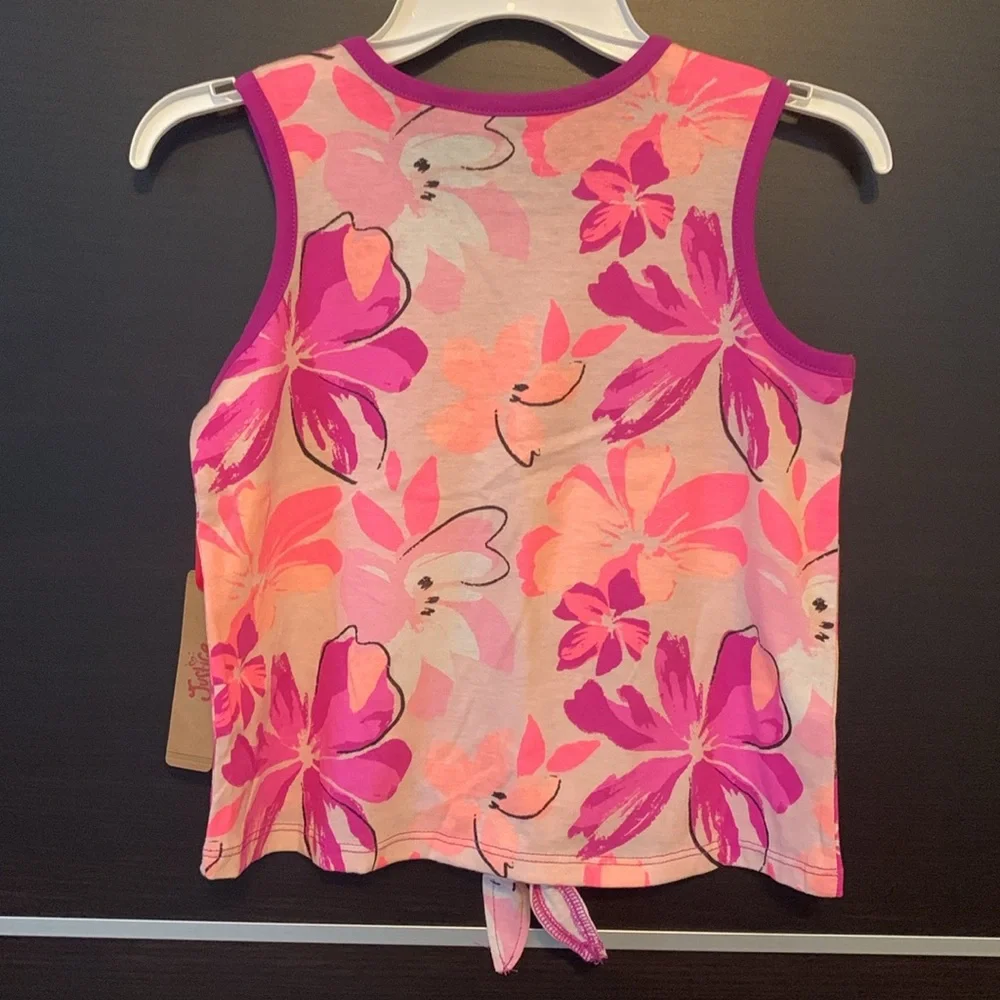 Justice Girls Pink Floral Tank Top